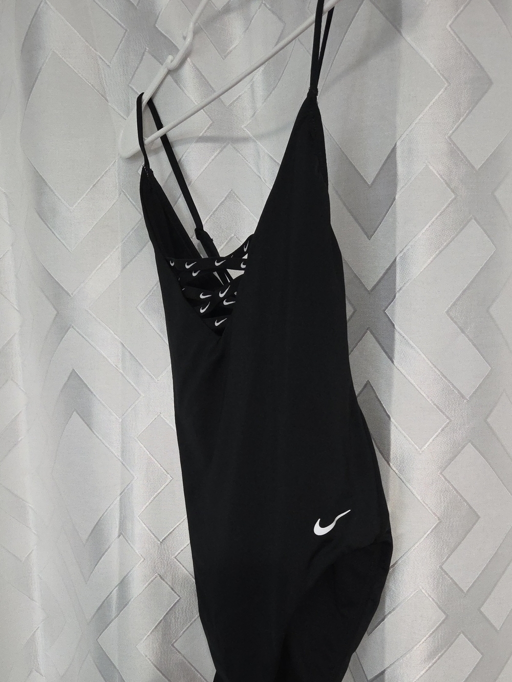 Nike Black One-Piece Swimsuit with White Swoosh Accents